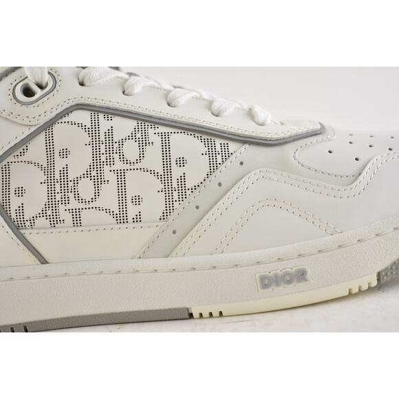 Dior Mens B27 White Grey Leather Low Top Lace Up Flat Trainer Sneakers 44 11 - Picture 6 of 13
